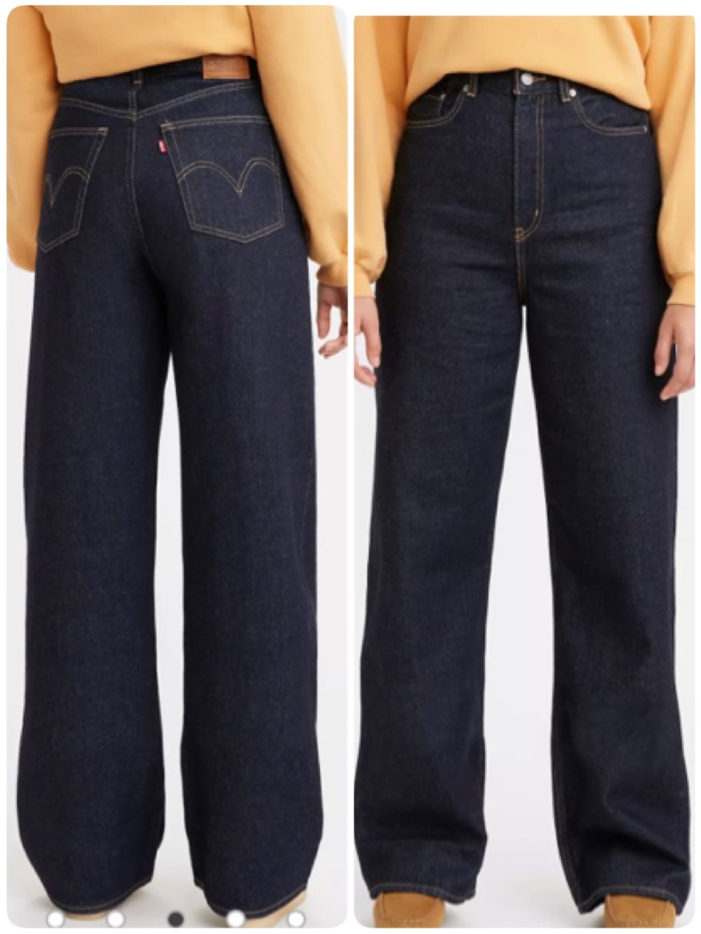 Levi's High Loose Dark Blue Wash Indigo Straight Wide Leg High-Rise Jeans Sz 27